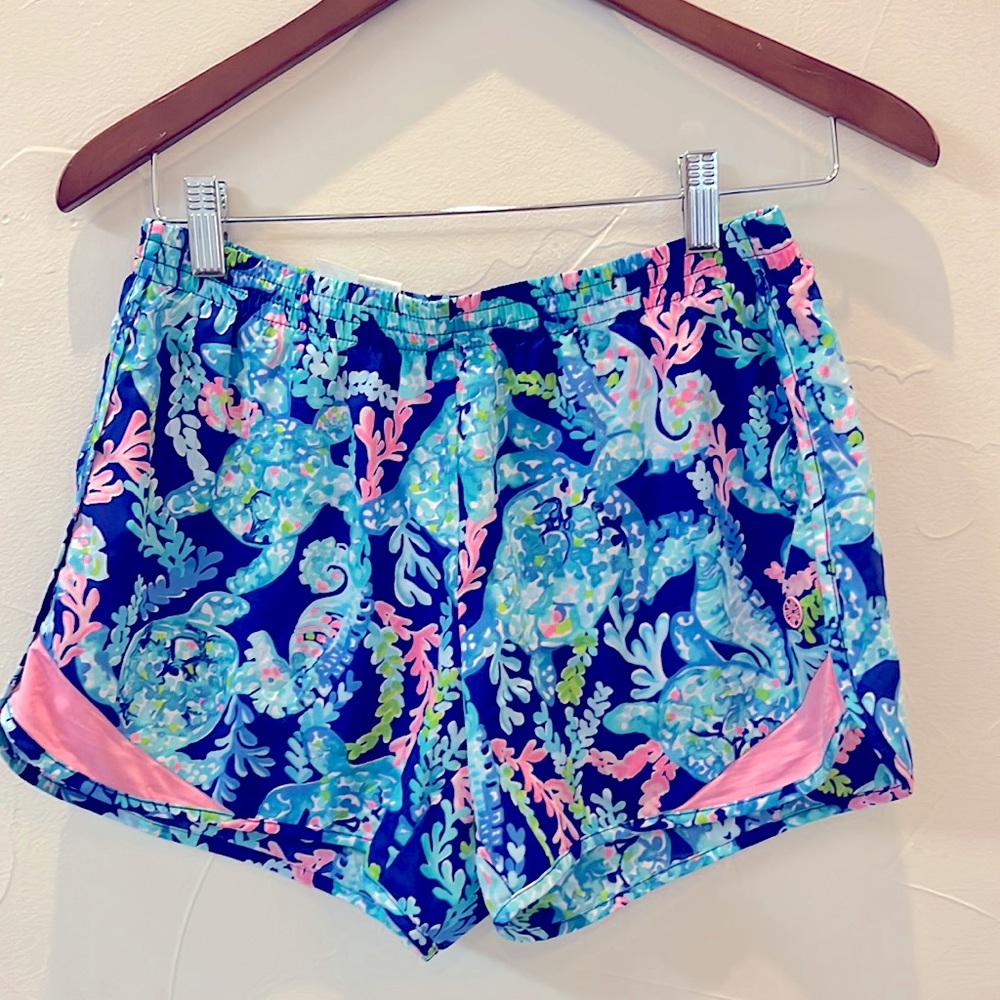 Lilly Pulitzer running shorts turtles